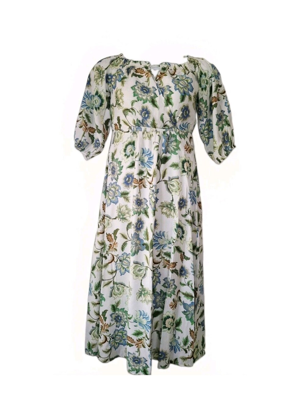 LOFT Floral On/Off The Shoulder Maxi Dress Blue/Green Women's 4 US
